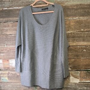 Gray Long Sleeve Ribbed Womens Sweater, Plus Size 2X, Macys Brand